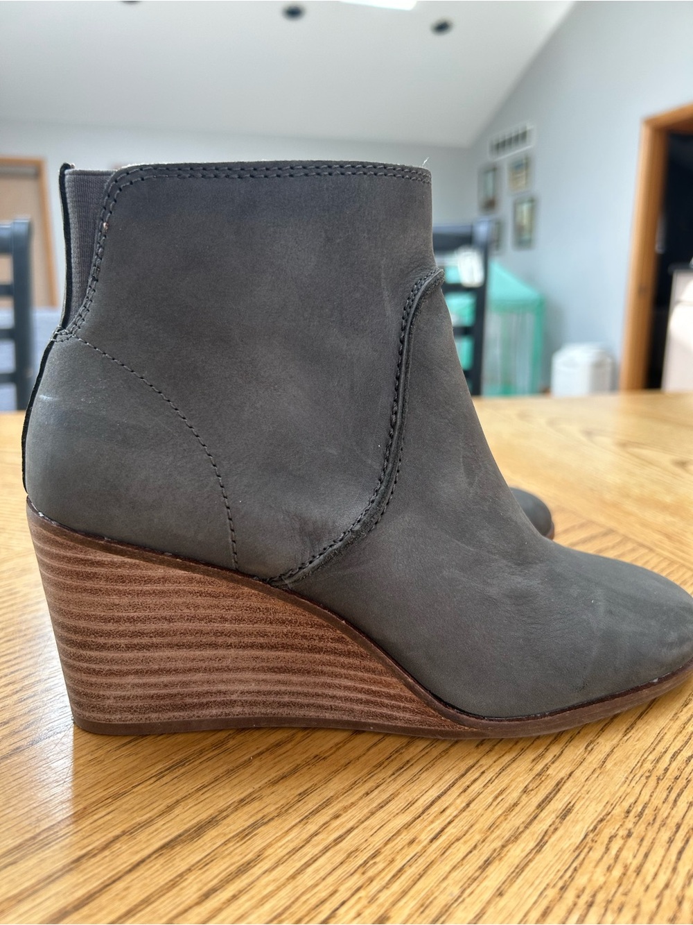Lucky Brand Wedge Ankle Boot in Charcoal Gray - Women's Stylish Slip-On